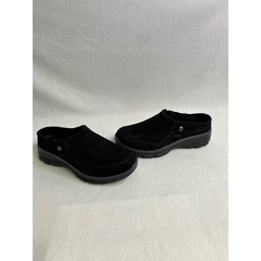 Cozy Gorpcore Skechers Womens 11 Black Faux Fur Lined Memory Foam Mules 49532